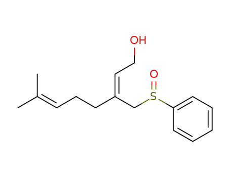 Molecular Structure of 112766-85-5 (2,6-Octadien-1-ol, 7-methyl-3-[(phenylsulfinyl)methyl]-, (Z)-)