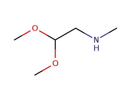 122-07-6,Methylaminoacetaldehyde dimethyl acetal,Acetaldehyde,(methylamino)-, dimethyl acetal (6CI,7CI,8CI);(2,2-Dimethoxyethyl)methylamine;(N-Methylamino)acetaldehyde dimethylacetal;1-(Methylamino)-2,2-dimethoxyethane;2,2-Dimethoxy-N-methylethanamine;2,2-Dimethoxy-N-methylethylamine;2-(Methylamino)acetaldehyde dimethyl acetal;Methyl(2,2-dimethoxyethyl)amine;N-(2,2-Dimethoxyethyl)-N-methylamine;N-(2,2-Dimethoxyethyl)methanamine;N-(2,2-Dimethoxyethyl)methylamine;N-Methyl(2,2-dimethoxyethyl)amine;NSC 66270;Sarcosinal dimethyl acetal;