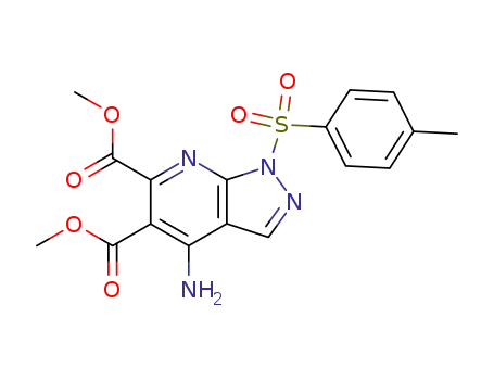 Molecular Structure of 151416-59-0 (1H-Pyrazolo[3,4-b]pyridine-5,6-dicarboxylic acid,
4-amino-1-[(4-methylphenyl)sulfonyl]-, dimethyl ester)