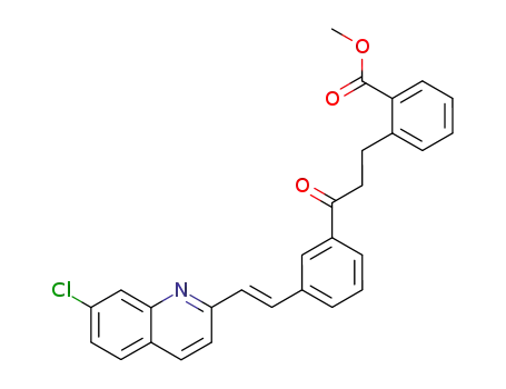 Molecular Structure of 149968-11-6 (METHYL 2-(3-{(E)-3-[2-(7-CHLORO-2-QUINOLYL)VINYL]PHENYL}-3-OXOPROPYL)BENZOATE)
