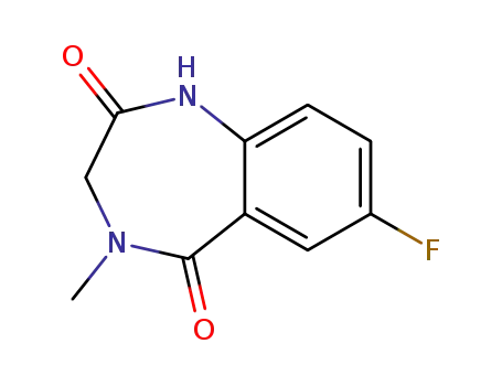 Molecular Structure of 78755-80-3 (7-Fluoro-3,4-dihydro-4-methyl-1H-1,4-benzodiazepine-2,5-dione)