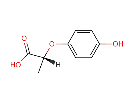 Molecular Structure of 94050-90-5 (Propanoicacid, 2-(4-hydroxyphenoxy)-, (2R)-)