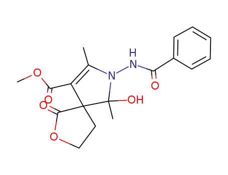 7-Benzoylamino-6-hydroxy-6,8-dimethyl-1-oxo-2-oxa-7-aza-spiro[4.4]non-8-ene-9-carboxylic acid methyl ester