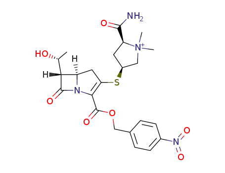 (2S,4S)-2-Carbamoyl-4-[(5R,6S)-6-((R)-1-hydroxy-ethyl)-2-(4-nitro-benzyloxycarbonyl)-7-oxo-1-aza-bicyclo[3.2.0]hept-2-en-3-ylsulfanyl]-1,1-dimethyl-pyrrolidinium