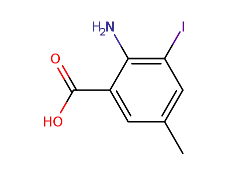 Molecular Structure of 320740-16-7 (Benzoic acid, 2-amino-3-iodo-5-methyl-)