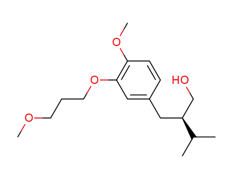 Molecular Structure of 172900-70-8 (Benzenepropanol, 4-methoxy-3-(3-methoxypropoxy)-b-(1-methylethyl)-, (bR)-)