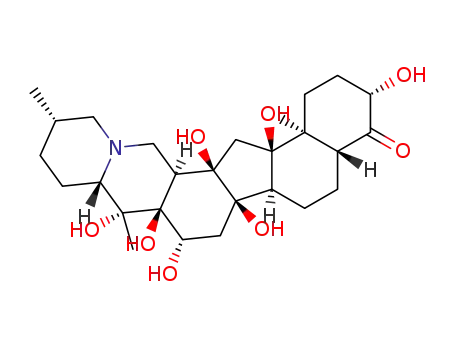 Molecular Structure of 559-82-0 ((3beta,5alpha,9xi,12xi,13xi,14xi,16beta,17xi)-3,9,12,14,16,17,20-heptahydroxycevan-4-one)