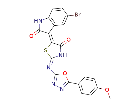 5-Bromo-3-[2-[(E)-5-(4-methoxy-phenyl)-[1,3,4]oxadiazol-2-ylimino]-4-oxo-thiazolidin-(5Z)-ylidene]-1,3-dihydro-indol-2-one