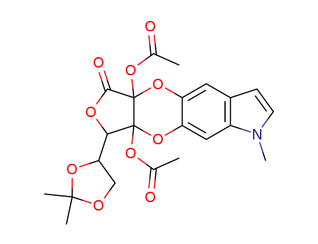 (5aΞ,8R)-5a,8a-diacetoxy-8-((S)-2,2-dimethyl-[1,3]dioxolan-4-yl)-1-methyl-(5ar,8ac)-8,8a-dihydro-1H,5aH-furo[3',4':5,6][1,4]dioxino[2,3-f]indol-6-one