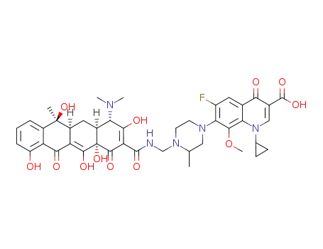 1-cyclopropyl-7-(4-{[(4-dimethylamino-3,6,10,12,12a-pentahydroxy-6-methyl-1,11-dioxo-1,4,4a,5,5a,6,11,12a-octahydro-naphthacene-2-carbonyl)-amino]-methyl}-3-methyl-piperazin-1-yl)-6-fluoro-8-methoxy-4-oxo-1,4-dihydro-quinoline-3-carboxylic acid