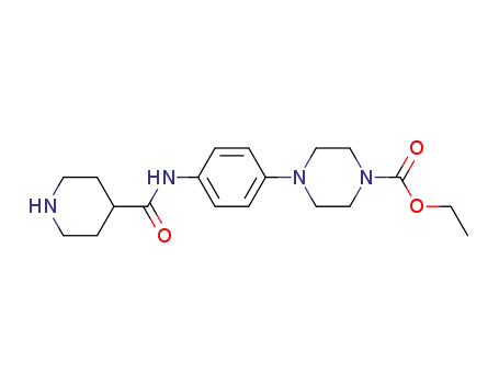 Molecular Structure of 193902-68-0 (1-Piperazinecarboxylic acid,
4-[4-[(4-piperidinylcarbonyl)amino]phenyl]-, ethyl ester)