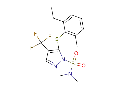 Molecular Structure of 143535-47-1 (1H-Pyrazole-1-sulfonamide,
5-[(2-ethyl-6-methylphenyl)thio]-N,N-dimethyl-4-(trifluoromethyl)-)