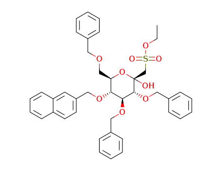 3,4,7-tri-O-benzyl-5-O-((2-naphthyl)methyl)-1-deoxy-1-ethoxysulfonyl-α-D-gluco-hept-2-ulopyranose