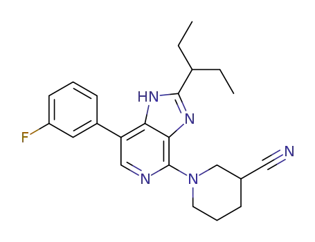 1-(7-(3-fluorophenyl)-2-(pentan-3-yl)-1H-imidazo[4,5-c]pyridin-4-yl)piperidine-3-carbonitrile