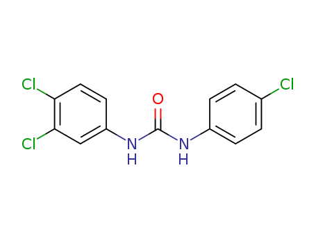 101-20-2,Triclocarban,Carbanilide,3,4,4'-trichloro- (6CI,7CI,8CI);1-(4-Chlorophenyl)-3-(3,4-dichlorophenyl)urea;3,4,4'-Trichlorocarbanilide;3,4,4'-Trichlorodiphenylurea;3-(4-Chlorophenyl)-1-(3,4-dichlorophenyl)urea;Cusiter;Cuticura;Cutisan;ENT26925;Genoface;N-(3,4-Dichlorophenyl)-N'-(4-chlorophenyl)urea;N-(4-Chlorophenyl)-N'-(3,4-dichlorophenyl)urea;NSC 72005;Preventol SB;Preventol SB extra;Procutene;Solubacter;TCC;