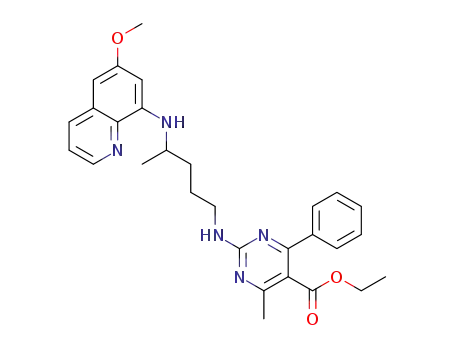 ethyl 2-(4-(6-methoxyquinolin-8-ylamino)pentylamino)-6-methyl-4-phenylpyrimidin-5-carboxylate
