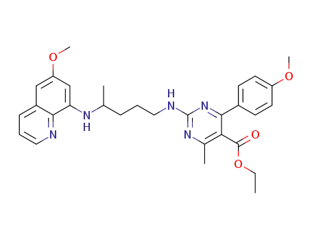 Ethyl 2-(4-(6-methoxyquinolin-8-ylamino)pentylamino)-6-methyl-4-(4-methoxyphenyl)pyrimidin-5-carboxylate