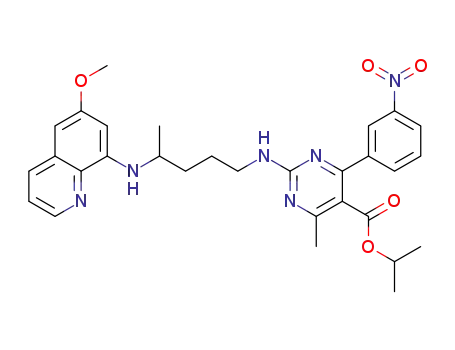 isopropyl 2-(4-(6-methoxyquinolin-8-ylamino)pentylamino)-6-methyl-4-(3-nitrophenyl)pyrimidin-5-carboxylate