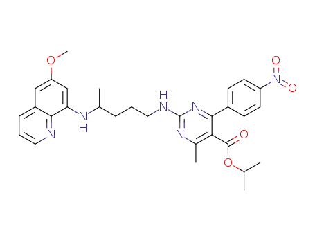 isopropyl 2-(4-(6-methoxyquinolin-8-ylamino)pentylamino)-6-methyl-4-(4-nitrophenyl)pyrimidin-5-carboxylate