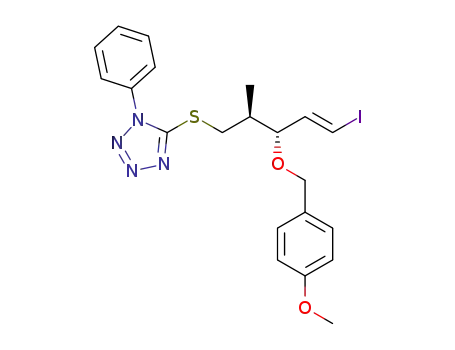 5-(((2S,3R,E)-5-iodo-3-((4-methoxybenzyl)oxy)-2-methylpent-4-en-1-yl)thio)-1-phenyl-1H-tetrazole