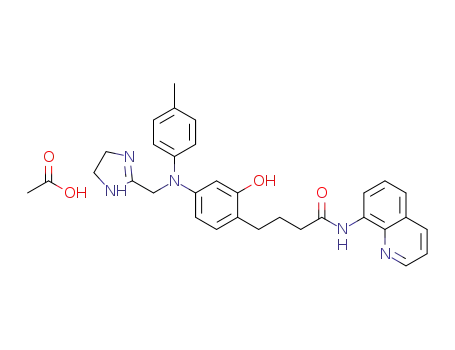 2-(((3-hydroxy-4-(4-oxo-4-(quinolin-8-ylamino)butyl)phenyl)(p-tolyl)amino)methyl)-4,5-dihydro-1Himidazol-3-ium acetate