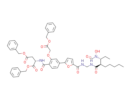 (S)-dibenzyl 2-(2-(2-(benzyloxy)-2-oxoethoxy)-4-(5-((((R)-2-((R)-1-(N-hydroxyformamido)propyl)heptanamido)methyl)carbamoyl)furan-2-yl)benzamido)succinate