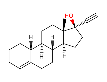 52-76-6,Lynestrenol,19-Nor-17a-pregn-4-en-20-yn-17-ol(6CI,8CI);17a-Ethynyl-17b-hydroxyestr-4-ene;3-Desoxy-17a-ethinyl-19-nortestosterone;Exlutena;Exluton;Fysionorm;NSC 73879;Orgametrol;Physiostat;D4-17a-Ethinylestren-17b-ol;