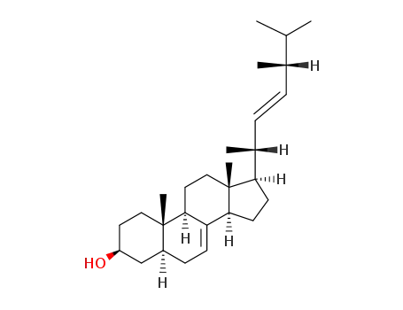 Molecular Structure of 2465-11-4 (Ergosta-7,22-dien-3-ol,(3b,5a,22E)-)