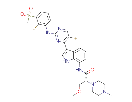 (R)-N-(3-(5-fluoro-2-(2-fluoro-3-(methylsulfonyl)phenylamino)pyrimidin-4-yl)-1H-indol-7-yl)-3-methoxy-2-(4-methylpiperazin-1-yl)propanamide