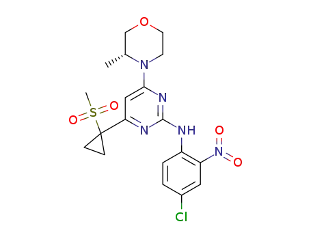 (R)-N-(4-chloro-2-nitrophenyl)-4-(3-methylmorpholino)-6-(1-(methylsulfonyl)cyclopropyl)pyrimidin-2-amine