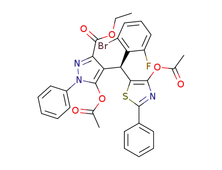 ethyl 5-acetoxy-4-((4-acetoxy-2-phenylthiazol-5-yl)(2-bromo-6-fluorophenyl)methyl)-1-phenyl-1H-pyrazole-3-carboxylate