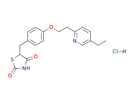 Molecular Structure of 112529-15-4 ([5-[[4-[2-(5-Ethyl-2-pyridinyl)ethoxy]phenyl]methyl]-2,4-] thiazolidinedione hydrochloride)