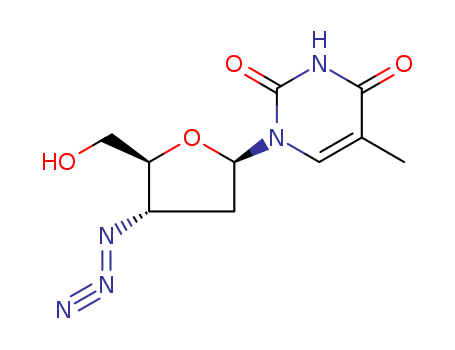 30516-87-1,Zidovudine,3-Azido-3-deoxythymidine;3'-Azido-3'-deoxythymidine;3'-Azidothymidine;3'-Deoxy-3'-azidothymidine;AZT;AZT (pharmaceutical);Azidothymidine;Azitidin;BW-A 509U;Compound S;NSC602670;Retrovir;Retrovir IV;Retrovis;Timazid;Viro-Z;ZDV;ZVD;Zido-H;