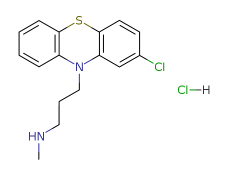 3953-65-9,Demethyl Chlorpromazine Hydrochloride,10H-Phenothiazine-10-propanamine, 2-chloro-N-methyl-, monohydrochloride;3-(2-Chloro-10H-phenothiazin-10-yl)-N-methyl-1-propanamine hydroc hloride (1:1);