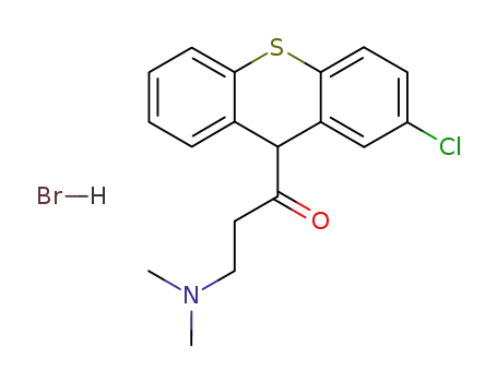 Molecular Structure of 77602-78-9 (1-(2-chloro-9H-thioxanthen-9-yl)-3-(dimethylamino)propan-1-one hydrobromide)