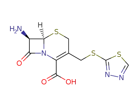 Molecular Structure of 24209-43-6 ((6R-trans)-7-amino-8-oxo-3-[(1,3,4-thiadiazol-2-ylthio)methyl]-5-thia-1-azabicyclo[4.2.0]oct-2-ene-2-carboxylic acid)
