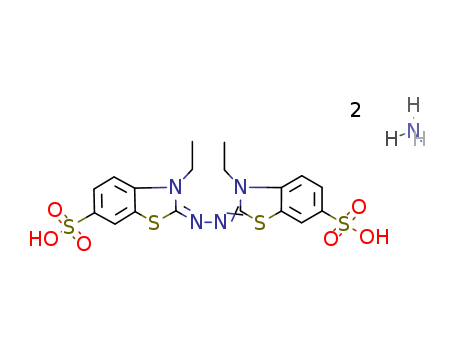 30931-67-0,Diammonium 2,2'-azino-bis(3-ethylbenzothiazoline-6-sulfonate),6-Benzothiazolesulfonicacid, 2,2'-azinobis[3-ethyl-2,3-dihydro-, diammonium salt (9CI);6-Benzothiazolinesulfonic acid, 3-ethyl-2-oxo-, azine, diammonium salt (8CI);2,2'-Azino-bis-(3-ethyl-benzthiazoline-6-sulfonate) diammonium salt;2,2'-Azinobis(3-ethylbenzothiazoline-6-sulfonic acid) diammonium salt;ABTSdiammonium salt;
