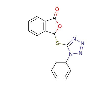 Molecular Structure of 84598-74-3 (1(3H)-Isobenzofuranone, 3-[(1-phenyl-1H-tetrazol-5-yl)thio]-)