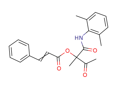 Molecular Structure of 105887-12-5 (2-Propenoic acid, 3-phenyl-,
1-[[(2,6-dimethylphenyl)amino]carbonyl]-1-methyl-2-oxopropyl ester)