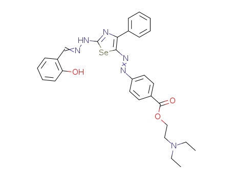 4-(2-{N'-[1-(2-Hydroxy-phenyl)-meth-(Z)-ylidene]-hydrazino}-4-phenyl-selenazol-5-ylazo)-benzoic acid 2-diethylamino-ethyl ester