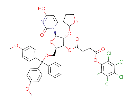 Succinic acid (2R,3R,4R,5R)-2-[bis-(4-methoxy-phenyl)-phenyl-methoxymethyl]-5-(4-hydroxy-2-oxo-2H-pyrimidin-1-yl)-4-(tetrahydro-furan-2-yloxy)-tetrahydro-furan-3-yl ester pentachlorophenyl ester