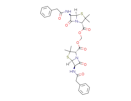 Molecular Structure of 35131-81-8 (4-Thia-1-azabicyclo[3.2.0]heptane-2-carboxylic acid,
3,3-dimethyl-7-oxo-6-[(phenylacetyl)amino]- (2S,5R,6R)-, methylene
ester)