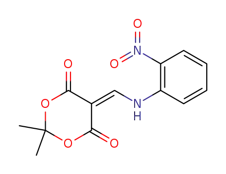 Molecular Structure of 25063-47-2 (1,3-Dioxane-4,6-dione,
2,2-dimethyl-5-[[(2-nitrophenyl)amino]methylene]-)