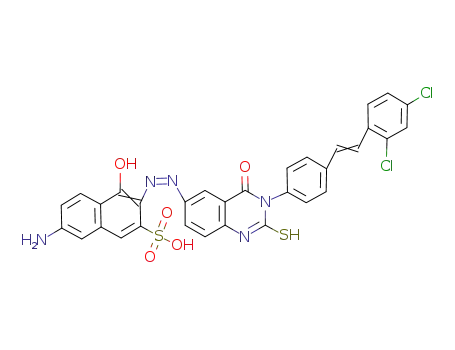 7-Amino-3-(3-{4-[(E)-2-(2,4-dichloro-phenyl)-vinyl]-phenyl}-2-mercapto-4-oxo-3,4-dihydro-quinazolin-6-ylazo)-4-hydroxy-naphthalene-2-sulfonic acid