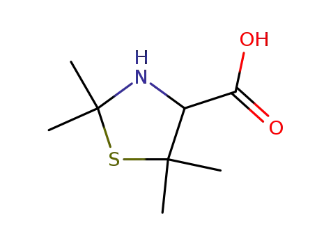 Molecular Structure of 58131-62-7 (2,2,5,5-Tetramethylthiazolidine-4-carboxylic acid)