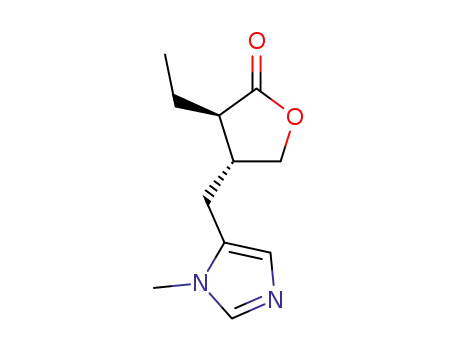 2(3H)-Furanone,3-ethyldihydro-4-[(1-methyl-1H-imidazol-5-yl)methyl]-, (3R,4R)-