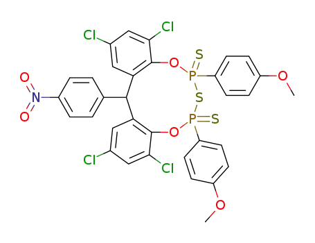 5,7,15,17-tetrachloro-10,12-bis-(4-methoxy-phenyl)-2-(4-nitro-phenyl)-9,13-dioxa-11-thia-10,12-diphospha-tricyclo[12.4.0.03,8]octadeca-1(14),3(8),4,6,15,17-hexaene 10,12-disulfide