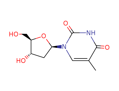 50-89-5,Thymidine,1-(2-Deoxy-beta-D-erythro-pentofuranosyl)-5-methyl-2,4(1H,3H)-pyrimidinedione;5-Methyl-2'-deoxyuridine;2,4(1H,3H)-Pyrimidinedione, 1-(2-deoxy-beta-D-erythro-pentofuranosyl)-5-methyl-;2'-Deoxythymidine;5-Methyldeoxyurindine;Uridine, 2'-deoxy-5-methyl-beta-D-Ribofuranoside, thymine-1 2-deoxy-;dT;UNII-VC2W18DGKR;Thyminedeoxyriboside;Thymine-2-deoxyriboside;