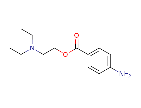 59-46-1,Procaine,Benzoicacid, p-amino-, 2-(diethylamino)ethyl ester (8CI);2-(Diethylamino)ethylp-aminobenzoate;2-Diethylaminoethyl 4-aminobenzoate;4-Aminobenzoic acid2-(diethylamino)ethyl ester;4-Aminobenzoic acid diethylaminoethyl ester;Diethylaminoethyl p-aminobenzoate;Duracaine;Nissocaine;PfizerpenAS;Procain;Procaine base;SP 01;Spinocaine;Vitamin H3;p-Aminobenzoic acid 2-diethylaminoethyl ester;b-(Diethylamino)ethyl p-aminobenzoate;b-Diethylaminoethyl4-aminobenzoate;