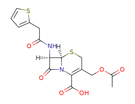 5-Thia-1-azabicyclo[4.2.0]oct-2-ene-2-carboxylicacid, 3-[(acetyloxy)methyl]-8-oxo-7-[[2-(2-thienyl)acetyl]amino]-, (6R,7R)-(153-61-7)